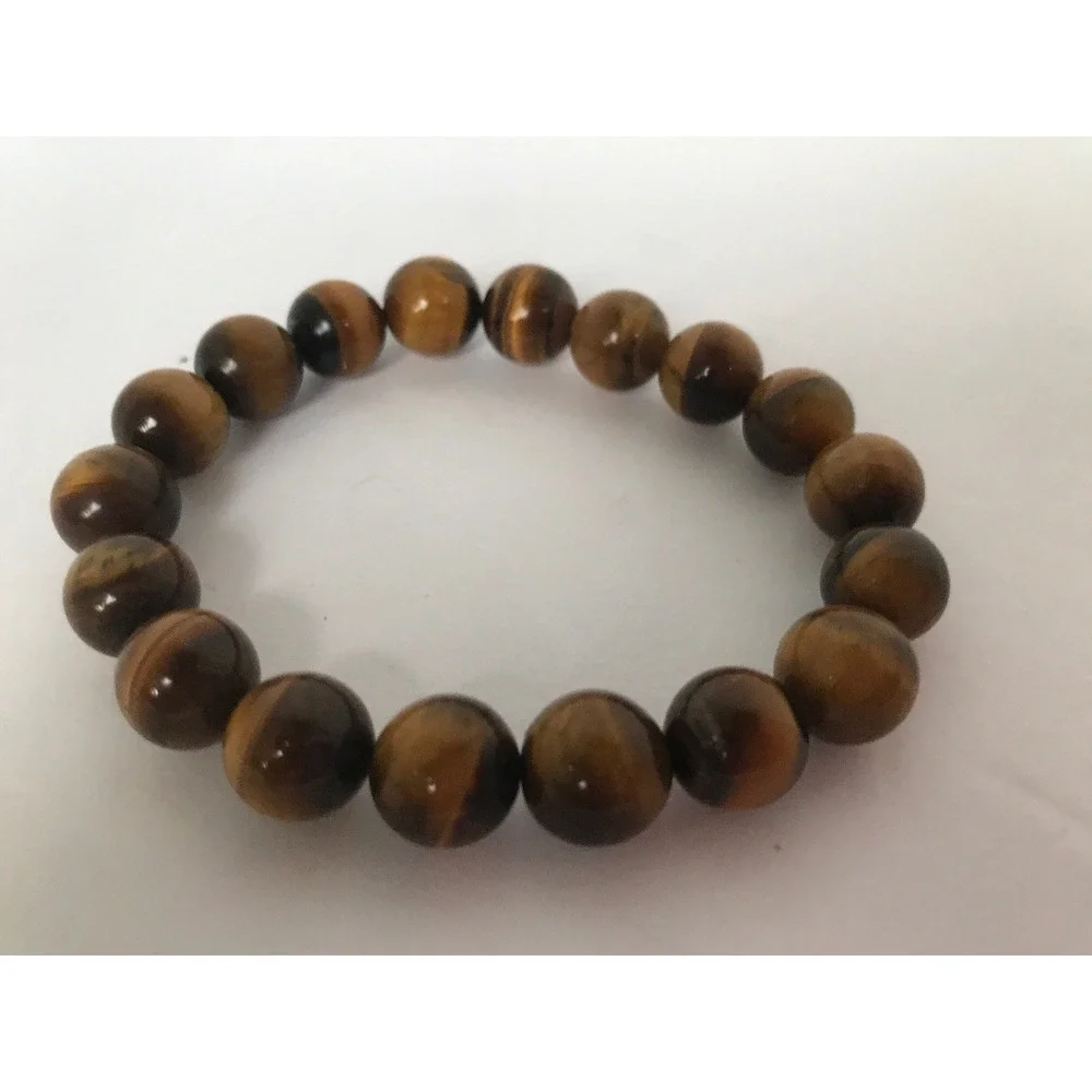 Bracelet‎ brown round natural glossy beads bangle Stretchy howlite earth tones